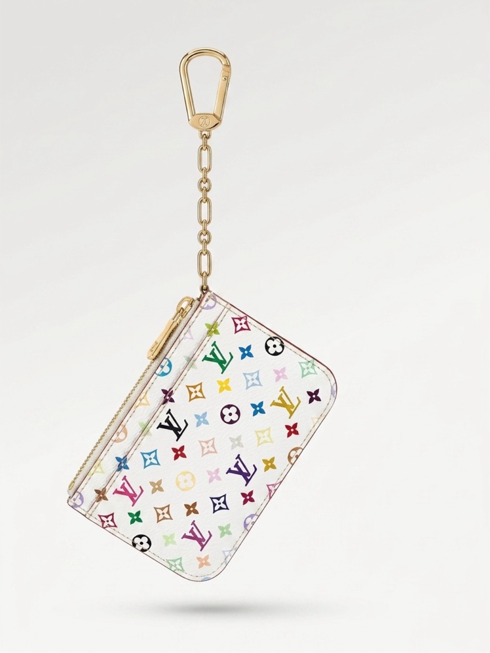 LV Takashi Murakami White Multicolore Key Pouch Coin Purse Vintage